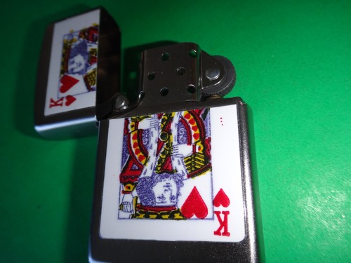 Year 2021 Satin Chrome Zippo Lighter kING of HEART Decal Sticker - Picture 4 of 12