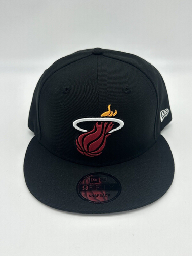 Miami Heat Hat Cap Snap Back Black Red NBA Basketball Logo New Era Mens - 第 1/7 張圖片