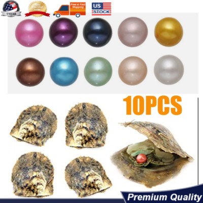10PCS 7-8mm Natural Pearl Oysters Individually Wrapped w/ Cultured Bulk NEW US