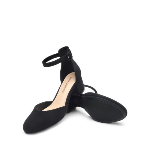 Women Round Toe Pumps Low Block Heels Ankle Strap Wedding Office Party Pumps - Picture 15 of 32