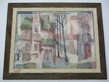 DOROTHY LOTTS PAINTING ANTIQUE AMERICAN REGIONALISM CUBISM URBAN MODERNISM RARE
