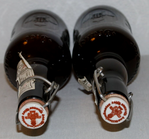 Altenmunster Amber Glass 2 German Beer Bottles with Porcelain Swing-top Stoppers - Picture 6 of 11