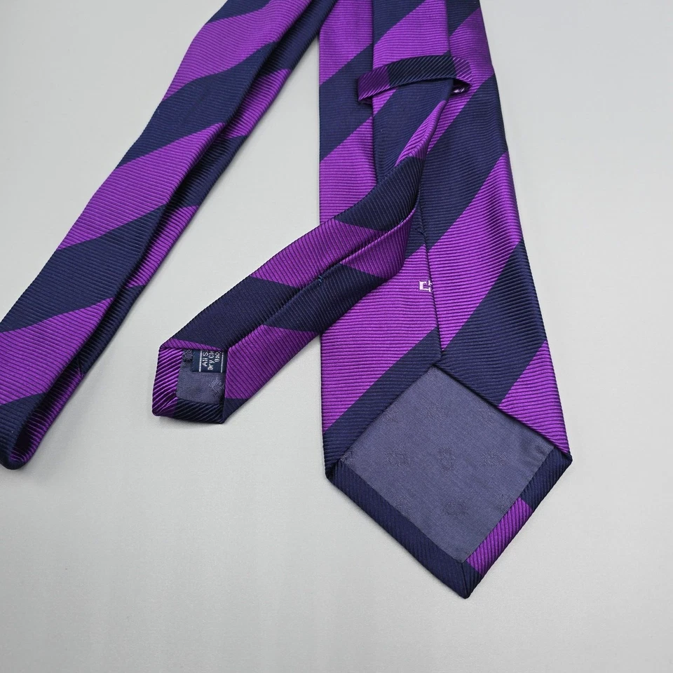 Corbata de cuello Gieves & Hawkes para hombre púrpura azul a rayas Inglaterra longitud 58" ancho 3,75" Foto 4 de 4