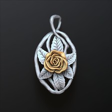 rose necklace, rose pendant, gold rose necklace, silver rose pendant