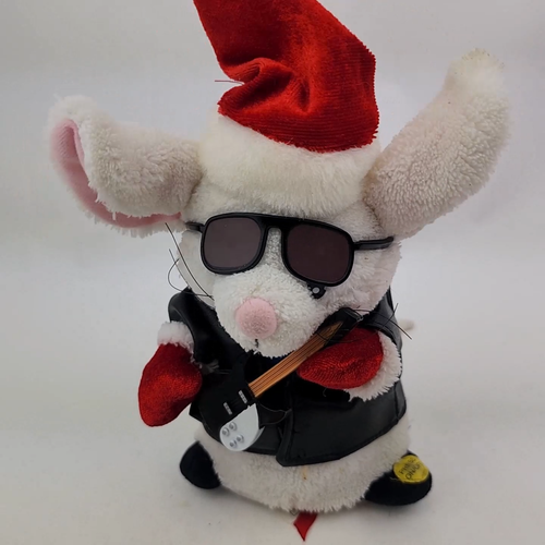 Chitarra Vintage Gemmy Animata Christmas Mouse Jingle Bell Rock 2003 Funzionante LEGGI - Video 1 di 1