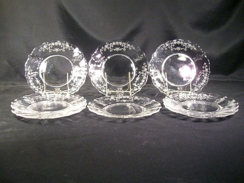 Fostoria Meadow Rose Baroque Shape Salad Plates set of 8 - Picture 3 of 12