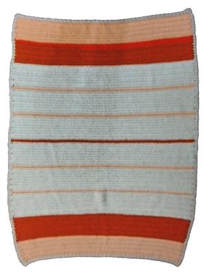 Orange Peach and White Crocheted Lap throw 39'' x 52.5''