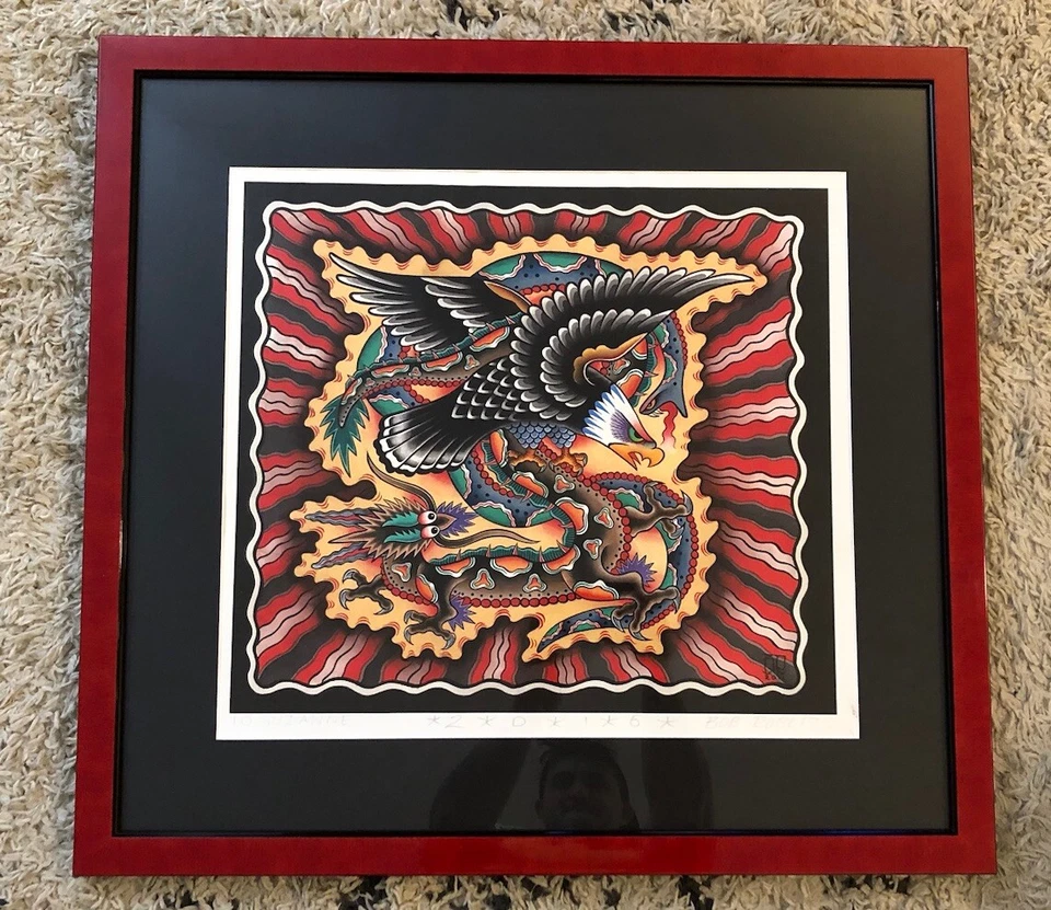 Estampa do tatuador Bob Roberts ASSINADA! Moldura 25 3/4” X 27 1/2” - Imagem 2 de 4