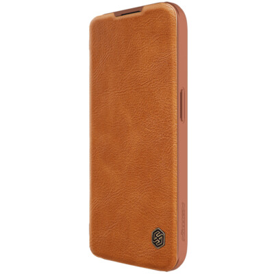 For iPhone 15 Pro Max Nillkin Card Pocket Protection Camera Leather Folio Case