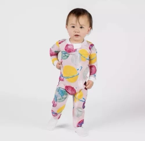 Burt’s Bees Baby Girls Sleeper Pajamas, Zip Front Non Slip Footed Sleeper Pj’s 