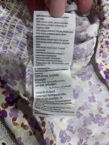 NWT Cotton:On Tie Front Lace Cami SZ S Violet Floral Sleeveless Top Shirt Blous - Picture 8 of 9