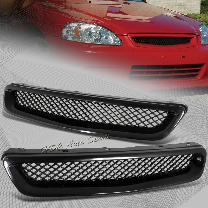 For 1996-1998 Honda Civic JDM Type R Black Mesh ABS Front Hood Grille Grill