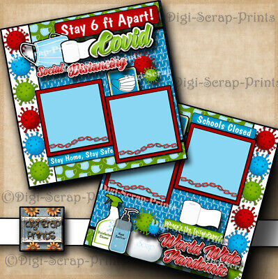 Assembled by you for your scrapbook QUARANTINE AND SCRAP 2 page layout kit Virus Bug