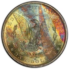 1882 S Morgan Dollar PCGS MS61 Rainbow Toned Textile Canvas Bag Color Toning UNC