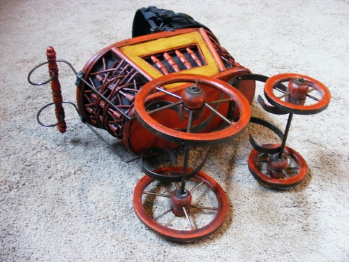 Antique Doll Carriage Buggy Canvas Canopy Photo Prop Decor Planter - Picture 6 of 11