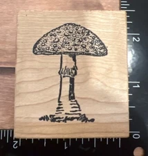 HTF All About Paper LLC 2003 Mushroom Rubber Stamp Wood Mounted Craft Supply