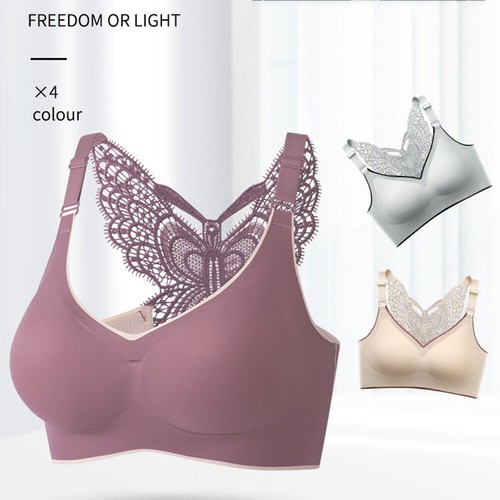 Women's Lace Butterfly Bralette Vest Bras Seamless Wireless Padded Underwear - Picture 12 of 28