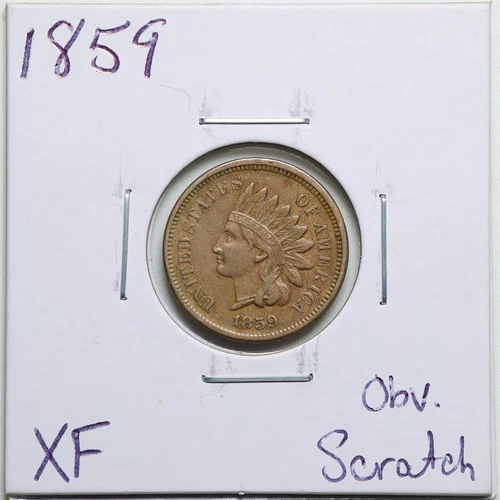 1859 1C Indian Head Cent with XF Detail Obverse Scratched #4122