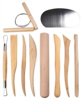 Auswahl Set Von 10 Pottery Ton Keramik Werkzeuge Holz Former Band Schneide Draht