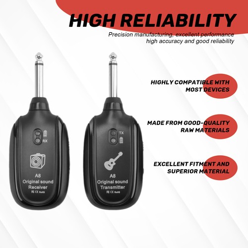 1 Set Guitar Transmitter Portable Built-in Battery for Guitars Bass G5L39431 - Foto 5 di 7