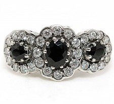 2CT Treated Black Sapphire White Topaz 925 Sterling Silver Ring Sz 7 ZB8