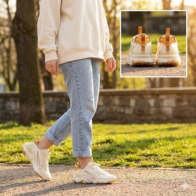 Nike React Vision Women's Sneakers Size 7 Pale Ivory Monarch Mesh Running CI7523