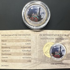 2 Euro M&uuml;nze LDE Saxonia Farbauflage 24 Karat Gold CuNiZn