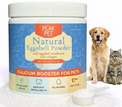 PEAK PET Eggshell Powder for Dogs and Cats - Natural Calcium Cat & Dog White