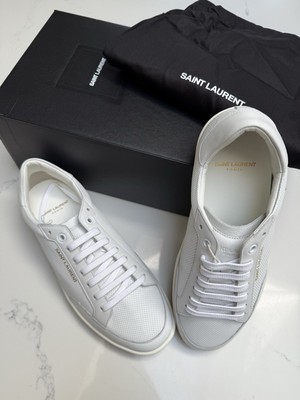 Saint Laurent White Court Classic Sl/10 Leather Trainers / Sneaker 41 / UK 7