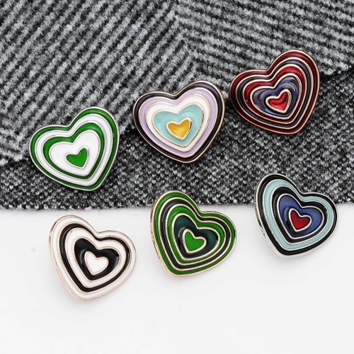 5pcs Layered Heart Buttons Enamel for Clothing DIY Sewing Scrapbooking 18/23mm - Picture 1 of 11