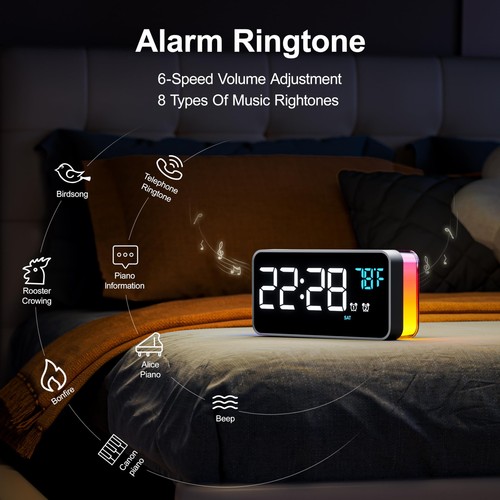 Alarm Clock for Bedrooms,Heavy Sleepers,Desk Digital Clock with Temperature,L... - Bild 6 von 8