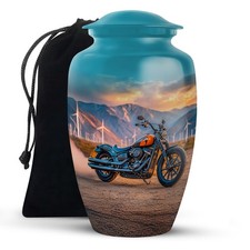 Motorcycle Urns Urn 10" Blue Large Urn Ashes Women Men Mom Dad