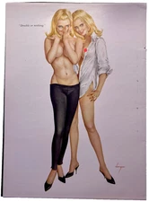1967 Vintage Alberto Vargas Double Trouble Pin Up Playboy Magazine Print