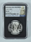 1942-D Walking Liberty Half Dollar Original Bag Fragment MS64 NGC *6973