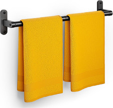 Matte Black Towel Rack for Bathroom - 24" Rustproof Towel Holder, Sturdy Towel B