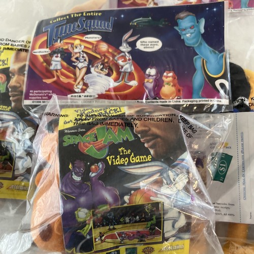 Space Jam 1996 McDonald's Looney Tunes Plush Toys Lot 4 Taz Daffy Duck Nerdlucks - Picture 9 of 10