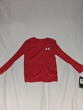 Under Armour Boys Red Graphic Print Long Sleeve Pullover T-Shirt Size 4