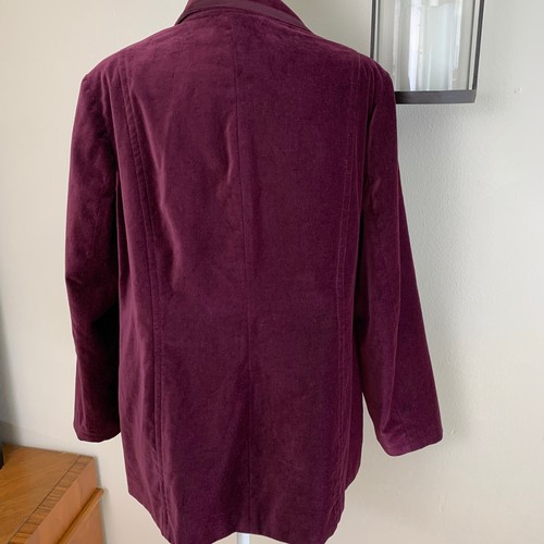 Coldwater Creek Size 20-22 Velvet Blazer Jacket Burgundy Wine Work Holiday - Picture 9 of 12