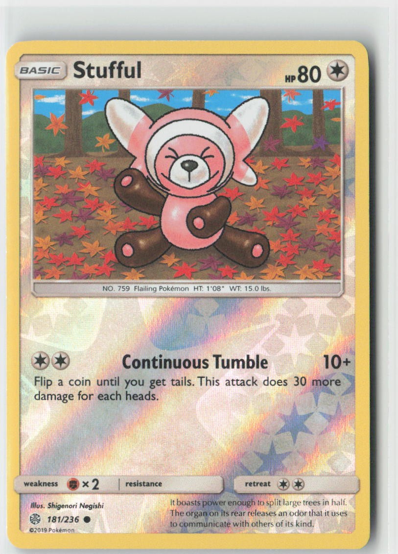 Stufful 181/236 Common Cosmic Eclipse Pokemon Reverse Holo Near Mint