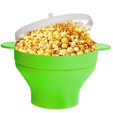 Microwave Silicone Popcorn Popper Bowl - 16-Cup Collapsible Popcorn Maker wit...