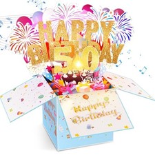Birthday Cards with Lights  Music  Candle, 3D Large Pop Up Happy 50TH