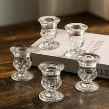 Romadedi Clear Glass Taper Candle Holders Set of 6 – Elegant Wedding Decor