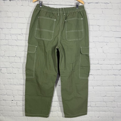 Vans Cargo Denim Hose Damen XL grün weiß Nähte Retro Skater Ballon Y2K - Bild 2 von 17