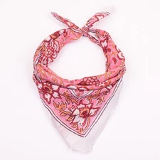 Boho Bandana Scarf – 1 PC Hand Block Print Cotton Head Wrap 21x21" Neck Accessor