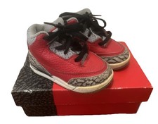 Nike Air Jordan 3 Retro Fire Red Cement Grey Sz 5C Toddler TD CQ0489-600 W/Box