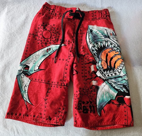 Brothers Swim Trunks Red with Sharks Size Small 8 NEW - Picture 2 of 13