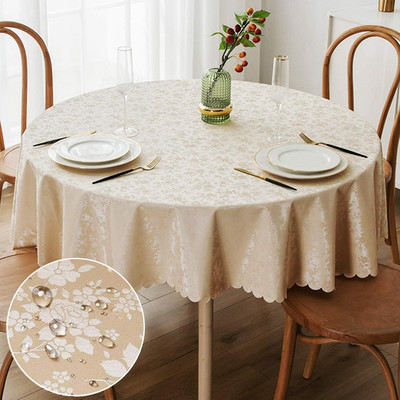 Smiry round Table Cloth, Waterproof Heavy Duty Vinyl Tablecloths, Wipeable Washa