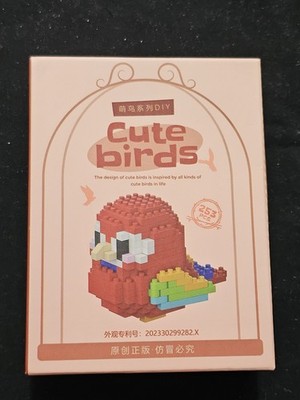 Niedliche Vögel lustige Bausteine zum Selbermachen - roter Papagei Vogel 253 Stck. Ziegel - neu - UK
