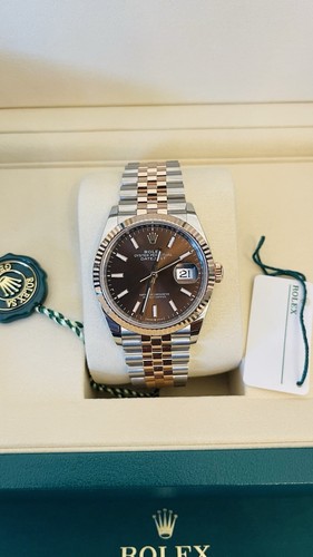 New Rolex Datejust 36mm Chocolate Index Dial Two Tone Jubilee 126231 B&P 2025