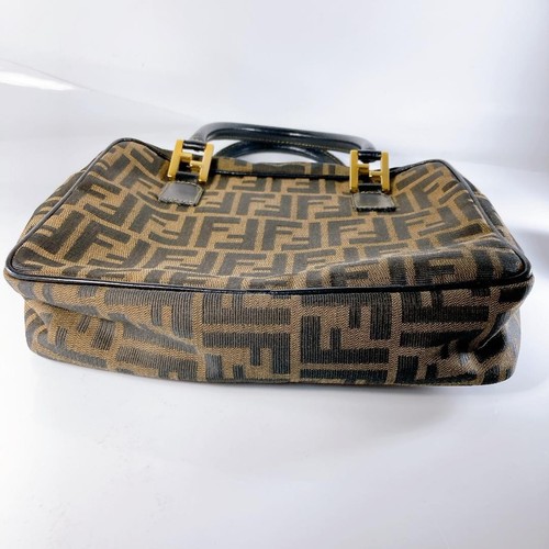 Auth Used EX+ FENDI Zucca 2way Handbag Canvas Leather Brown Condition - Picture 5 of 24